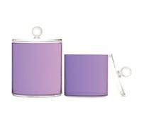 Caihoyu Contenedores de plástico transparente degradado morado para almacenamiento con tapa, esenciales de oficina, tarro de almacenamiento decorativo para hisopos de algodón, paquete de 2 unidades