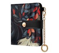 Caihoyu Elegante cartera plegable de piel sintética impermeable con ranuras para tarjetas, diseño de caballos en otoño