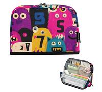 Caihoyu Estuche organizador de gran capacidad, bolsas de maquillaje para monedas altas para estudiantes universitarios, primaria, monstruos divertidos