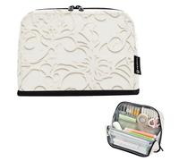 Caihoyu Estuche organizador de lápices de gran capacidad, con cremallera, para suministros escolares de grado docente, color beige