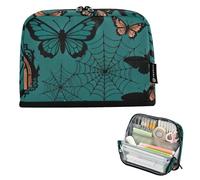 Caihoyu Estuche para lápices de gran capacidad, bolsa de almacenamiento para monedas altas para estudiantes universitarios, escuela secundaria, mariposa y telaraña
