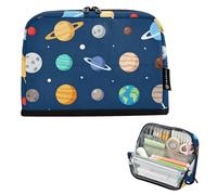 Caihoyu Estuche para lápices de gran capacidad, con cremallera, organizador para viajes preparados, planetas coloridos