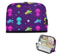 Caihoyu Estuche para lápices de gran capacidad, material de papelería suave para adolescentes, niños, elementales, alienígenas y ovnis