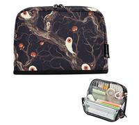 Caihoyu Estuche para lápices de gran capacidad, organizador de escritorio de apertura amplia para adolescentes y niños, oficina, almas negras