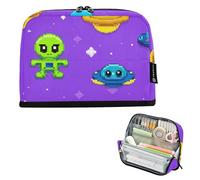 Caihoyu Estuche para lápices de gran capacidad, organizador de escritorio de apertura amplia para adolescentes, niñas, elementales, alienígenas y ovnis