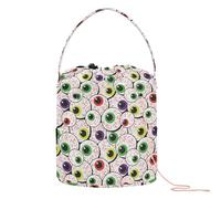 Caihoyu Hallowmas Happy Halloween Spooky Eyes - Organizador de suministros de ganchillo con agujeros, bolsas de almacenamiento para tejer ganchillo