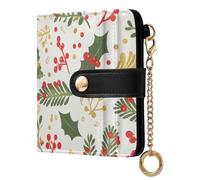 Caihoyu Hollies and Berries - Cartera plegable de piel sintética con ranuras para tarjetas para mujer y niña