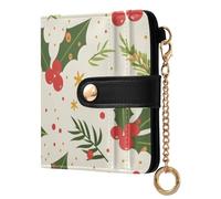 Caihoyu Hollies and Berries - Cartera plegable de piel sintética con ranuras para tarjetas para mujeres y niñas