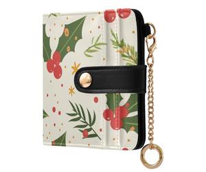 Caihoyu Hollies and Berries - Cartera plegable de piel sintética con ranuras para tarjetas para mujeres y niñas