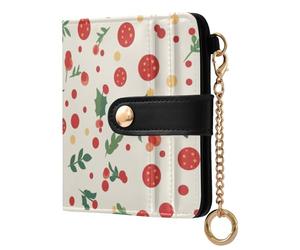 Caihoyu Hollies and Berries - Cartera plegable de piel sintética para mujer, bonita y minimalista para niñas y mujeres