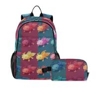 Caihoyu Juego de mochila y bolsa de almuerzo para adolescentes, mochilas escolares con caja, bolsas para niños de 7 a 10