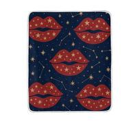 Caihoyu Manta para sofá, manta para sofá, manta de sofá de 127 x 152 cm, manta para niña, manta con labios de beso estrellado