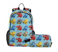 Caihoyu Mochila con lonchera para niños, mochila escolar y juego para libro 10-12