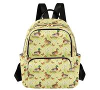 Caihoyu Mochila estampada con 3 bolsillos con cremallera, diseño de pato y pájaro, talla S, Duck Mallard Bird, Medium, Casual