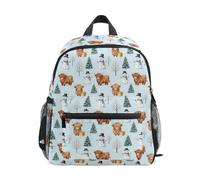 Caihoyu Mochila para niños de 3 a 8 años, con múltiples bolsillos, S Highland Cow Snowman
