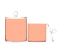 Caihoyu Organizador de alimentos de plástico transparente naranja salmón claro con tapa, tocador esencial, tarro de almacenamiento decorativo para hisopos de algodón, almohadilla de algodón, paquete