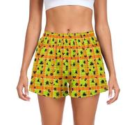 Caihoyu Pantalones cortos deportivos de Halloween Monsters para mujer, con bolsillos, para baloncesto, fútbol, adolescentes, ejercicio, interiores, talla S, Halloween Monsters Plaid, Large