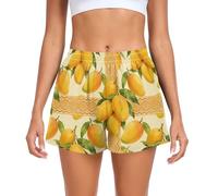 Caihoyu Pantalones cortos deportivos vintage de jardín de limón para mujer con bolsillos, para ciclismo, correr, senderismo, ciclismo, trotar, caminar, talla S, Vintage Lemon Garden, S