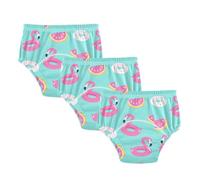 Caihoyu Pantalones de baño para niñas pequeñas, absorben el agua, ropa interior para dormir para niños pequeños, Patrón de flamenco flotante para piscina de verano, 24 meses