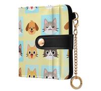 Caihoyu Pet Faces - Cartera plegable para mujer, piel sintética, compacta, para hombres y mujeres