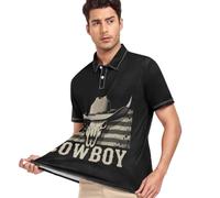Caihoyu Polo de manga corta para hombre, ajuste regular, atlético, S occidental, Western Cowboy, Large
