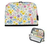 Caihoyu Portalápices de gran capacidad, bolsa de maquillaje para monedas altas para niños, artículos imprescindibles para la escuela, patrón mixto de flores silvestres