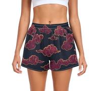 Caihoyu Red and Gold Chinese Cloud - Pantalones cortos deportivos para mujer, con bolsillos, para viajes, voleibol, correr, ciclismo, talla S, Nube china roja y dorada, S