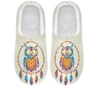 Caihoyu Scuff Slippers Warm Insulated Owl Dreamcatcher1, Owl Dreamcatcher1