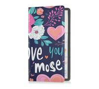 Caihoyu Soporte de cuero sintético para registro de coche y seguro para hombres y mujeres, perfecto para documentos, tarjetas, licencia, día de San Valentín, flores, corazón, amor y mose