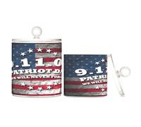 Caihoyu Tarjeta de felicitación del día de los patriotas con diseño de bandera americana, tarros de almacenamiento de plástico transparente con tapa, artículos esenciales de despensa, pequeños