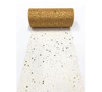 CaiiBtntgb 15cm x 22,8m Lentejuelas Tul Rollo de Tela hexágono Lentejuelas Tela Malla Carrete tutú Falda Bady Shower Fiesta de Bodas decoración de cumpleaños (Oro)