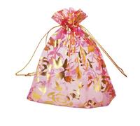 CAIKEZI QIANHAILIZZ - 100 bolsas de regalo de organza con diseño de corazón de flores de 3.5 x 4.7 pulgadas, bolsa de regalo para caramelos, bolsas de regalo de boda con cordón, bolsas de regalo de