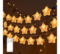 cailiya Cadena de Luces con Forma de Arco Iris,Guirnalda Luces Interior,Estrella Arcoíris Patrón, 3 Metros,20 LED,Luces Decorativas Habitacion (Blanco cálido (estrellas))