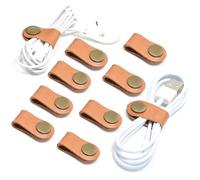 CAILLU Cord Organizer 10 Pack,Cord Holder,Cable Clips Leather,Cable Organizer USB Holder,Cord Keeper,Phone Wire Organizers Ties Mens Stocking Stuffers for men