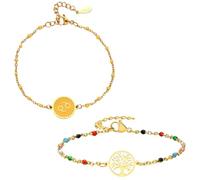 Caimeytie 1 pulsera de constelación + 1 pulsera de árbol, pulseras de abalorios de horóscopo para mujeres/niñas/acero inoxidable/regalos del zodiaco/joyería