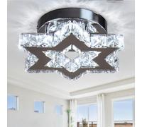 Cainjiazh moderna lámpara de araña de cristal LED de acero inoxidable mini lámpara de techo dormitorio comedor sala Isla lámpara de techo incorporada (blanco frío)