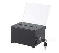 CAIONPLE 1 caja de donación con candado, urna con soporte para letrero de acrílico negro para recaudación de fondos