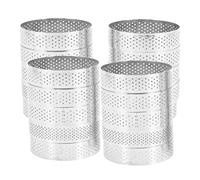 CAIONPLE Anillos Circulares para Tartas de 20 Piezas con Agujeros, Tarta de Frutas, Quiches, Mousse, Cocina, Molde para Hornear, Anillo Perforado para Mousse, 8Cm