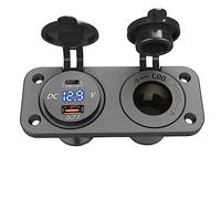 CAIONPLE Cargador de coche USB tipo C y QC3.0 de 12 V, ahorra espacio para el enchufe USB de coche, ,