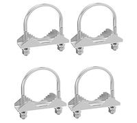 CAIONPLE Juego de 4 abrazaderas para mástil de antena con bloque de mandíbula en V y perno en U, inoxidable para antena TV CB o tubo de panel