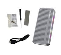 CAIONPLE NVMe M.2 - Caja de disco duro portátil SSD 40 Gb/s USB 4.0 (luz RGB con ventilador)