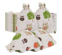 CAIRIAC Bolsas de regalo reutilizables de búho con cordón, bolsas de algodón para cumpleaños, boda, baby shower, vacaciones, fiestas, regalos, bolsas de regalo (5 x 7 pulgadas, 20 unidades)