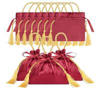 CAIRIAC Bolsas rojas de regalo de satén con cordón a granel, bolsas de regalo, bolsas de joyería, bolsa de regalo de devolución, regalos de Navidad, cumpleaños, boda, fiesta, suministros de envoltura