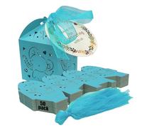 CAIRIAC Cajas de regalo cortadas con láser de 2 x 2 x 2 pulgadas, cajas de regalo de elefante azul para baby shower, fiesta, pequeñas cajas de regalo de golosinas, caja de dulces para bautizo, boda,