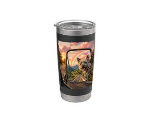 Cairn Terrier En espejo retrovisor Dog Lover Vaso térmico de acero inoxidable de doble pared
