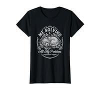 Cairn Terrier Me Resolviendo Mis Problemas Dormir Siesta Divertido Camiseta gráfica económica, Mujer, Negro, S