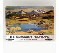 Cairngorn - Cartel de metal con diseño de montañas y tren británico, placa de metal vintage de Escocia, póster de metal de aluminio, 8 x 12 pulgadas