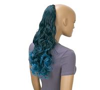 CAISHA 50cm Postizo Trenza Coleta Extensión De Cabello Ondulado Negro Azul Claro HCB5-1