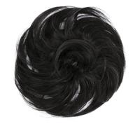 CAISHA Pedazo De Cabello Peinado De Bola Anillo De Goma Con Pelo Sintético Negro Natural G41B