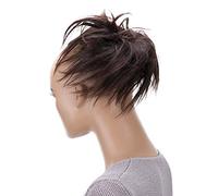 CAISHA Postizo Goma Para El Pelo Voluminosa Grande Desordenada Fibra Sintética Resistente Al Calor Granate G7F